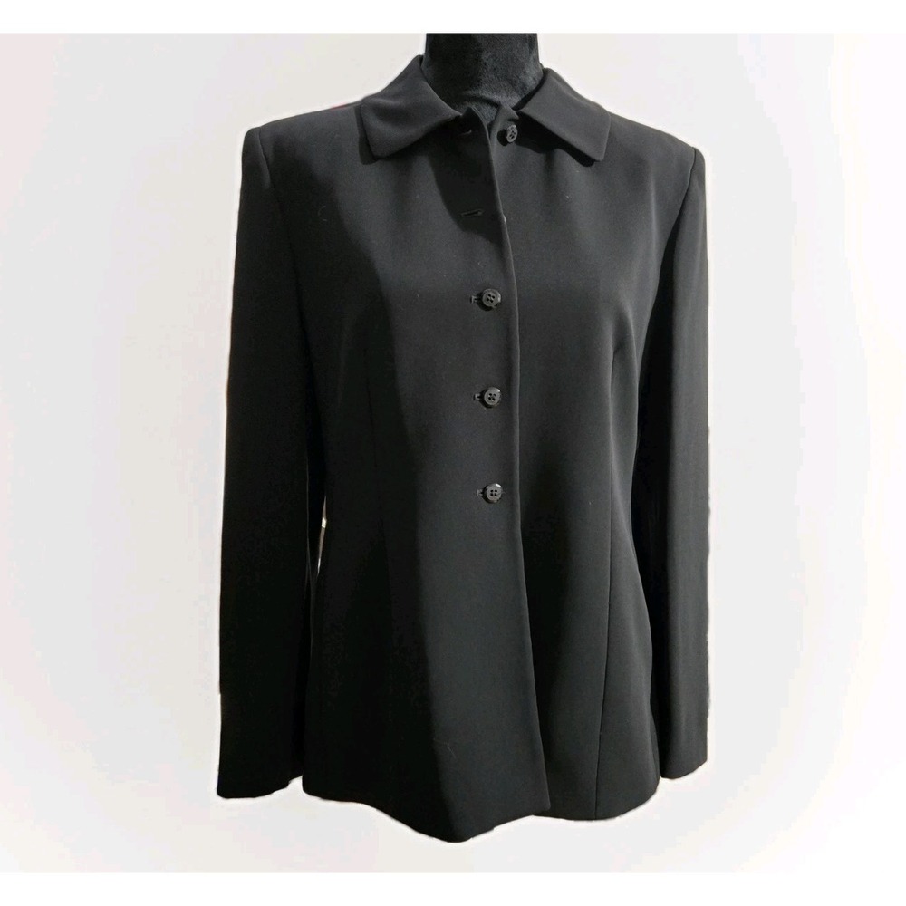 Jones New York Black Rayon Blend Long Sleeve Blazer Jacket Size‎ 8P Casual Chic